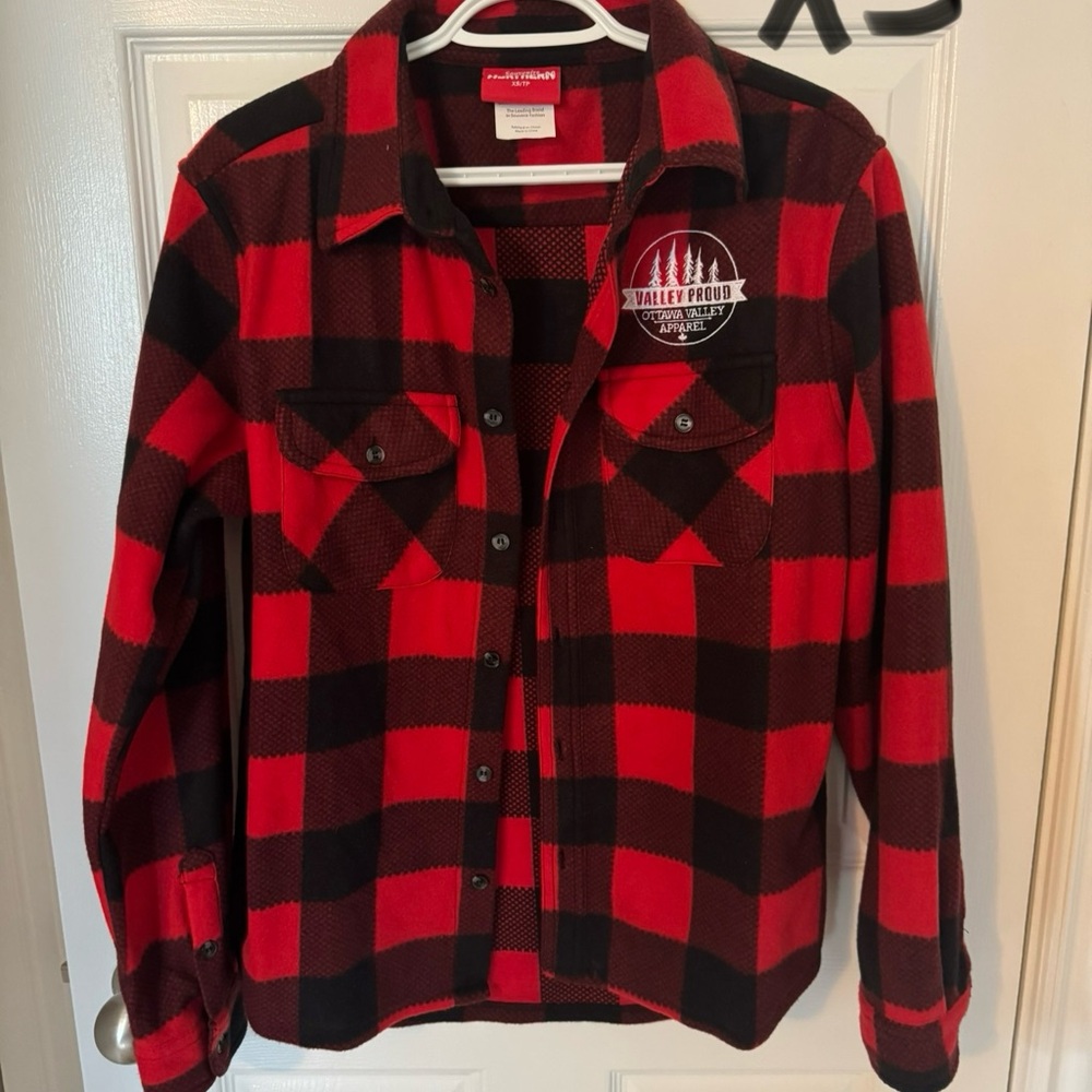 Fleece Red Plaid Button Down Shirt